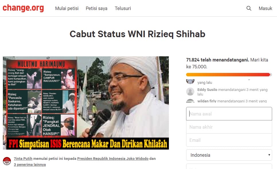 Cabut Status WNI Habib Rizieq